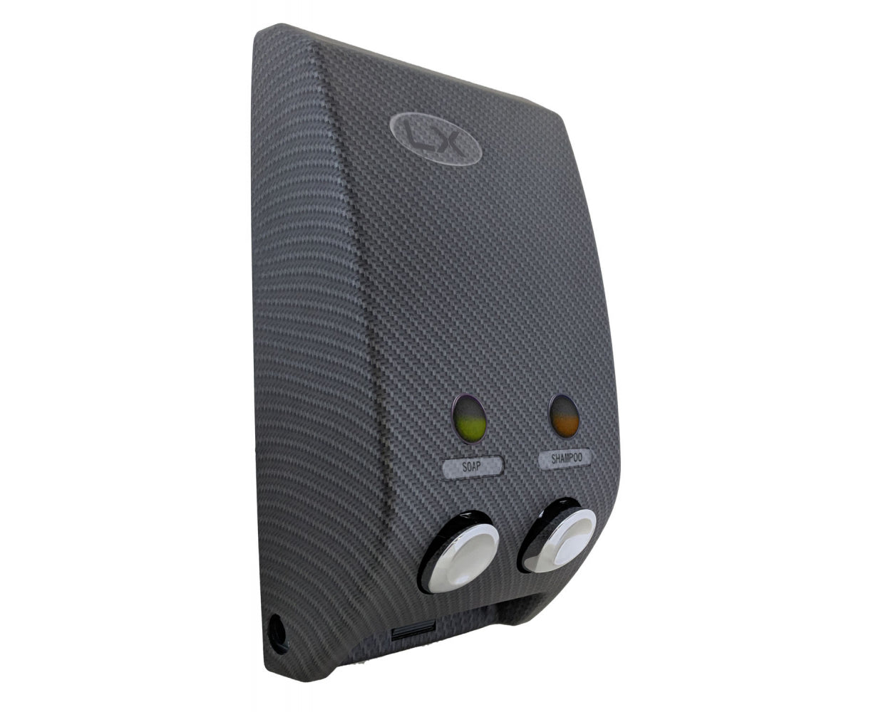 Luxitude Two Chamber Shower Soap Dispenser in Sleek Carbon Fiber Design, Great for Soap, Shampoo, Body Lotion, Conditioner, Shower Gels