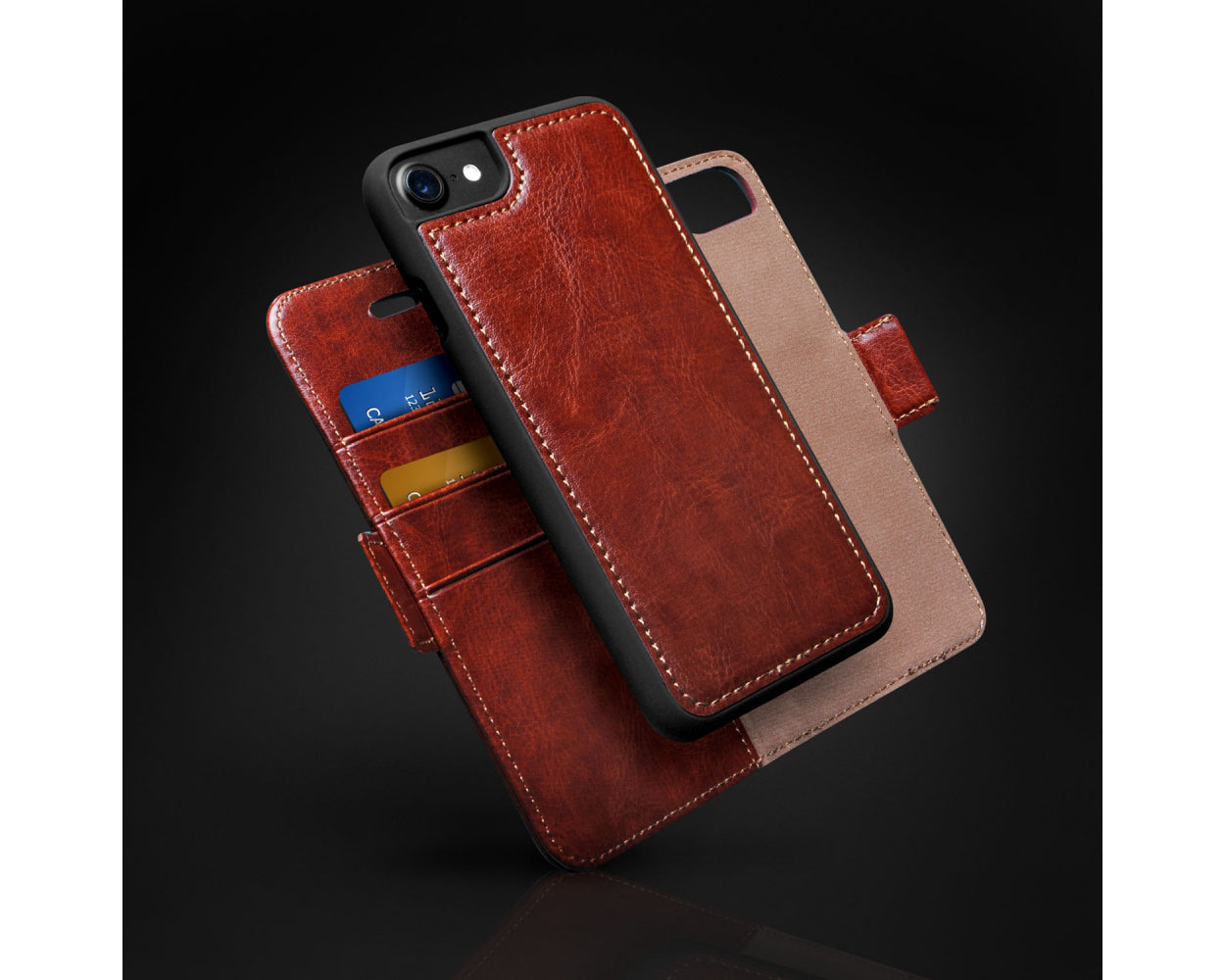 Luxitude Personalized Vegan Leather Phone Case Wallet - Compatible with iPhone 7 / 7s, w/ Detachable Slim Fit Case, w/ Dual Mode Kickstand & Car Mount, Brown LuxitudeOnline.com Luxitude Personalized Vegan Leather Phone Case Wallet - Compatible with iPhone 7 / 7s, w/ Detachable Slim Fit Case, w/ Dual Mode Kickstand & Car Mount, Brown LuxitudeOnline.com