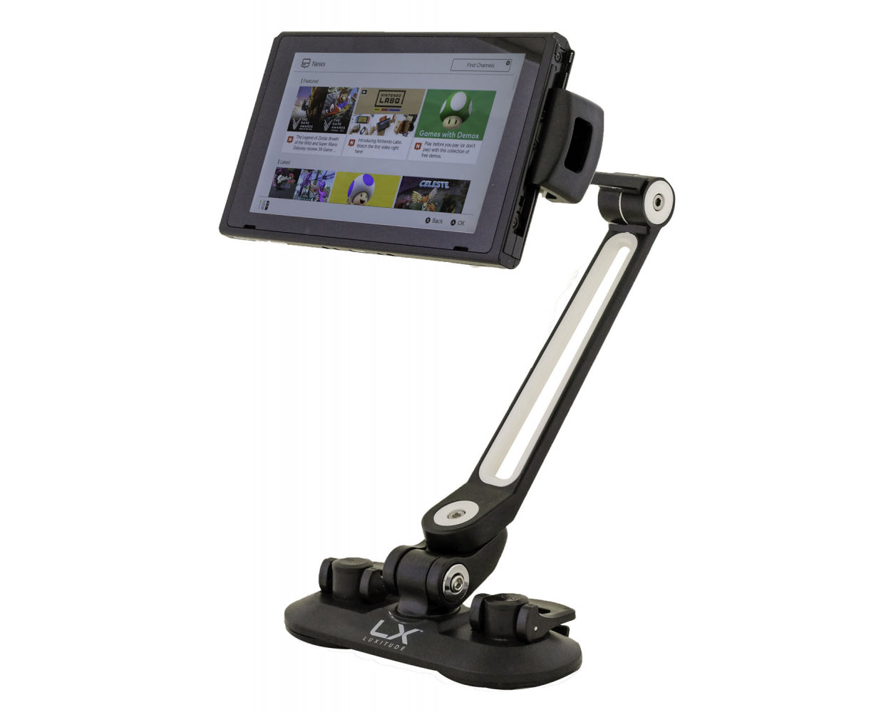 Luxitude Tablet & Phone Holder/ Stand, Perfect for Smart Phones, E-Readers, Nintendo Switch & Tablets, with suction cup base